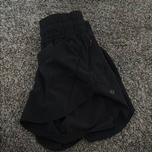 Lululemon Athletica Black “Track That High-Rise” Shorts